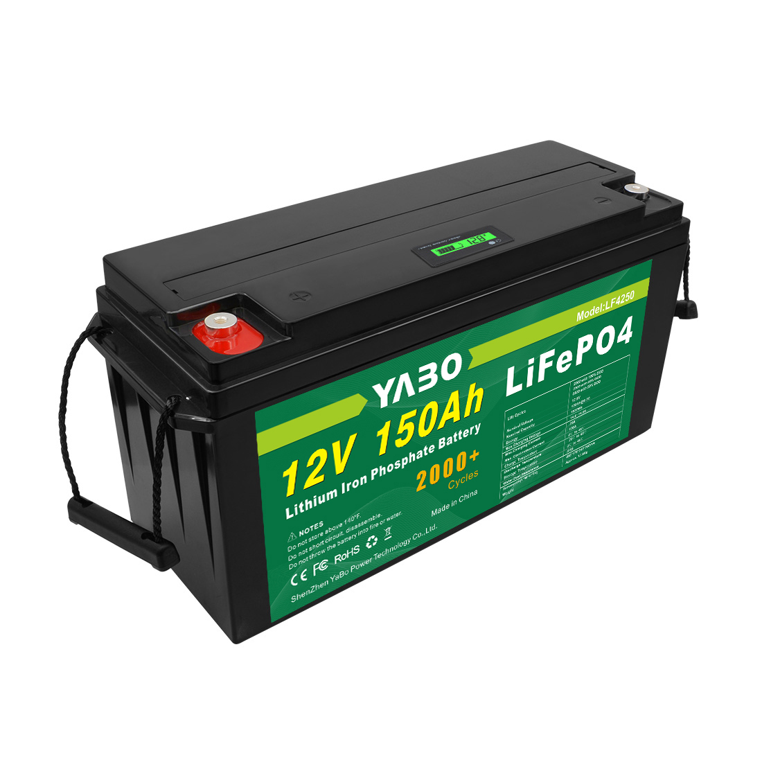 YABO 12V 150Ah LiFePO4 Batterij met Bluetooth voor Huisopslag